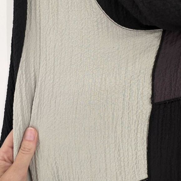 Habitat‎ Asymmetric Hem Colorblock Boho Tunic Top Medium Exposed Seam Gray Black - Picture 7 of 11